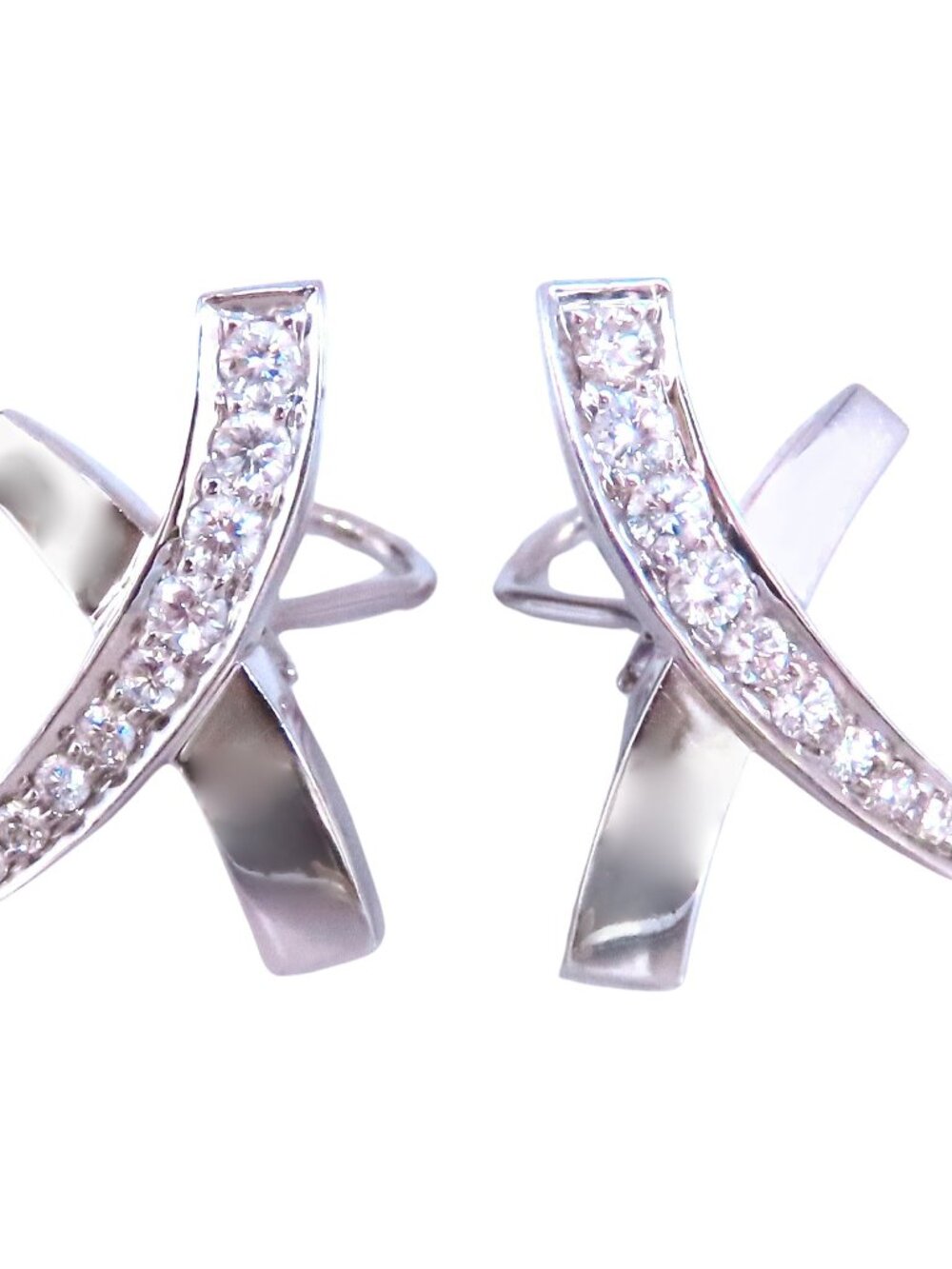 1ct. Natural Diamonds X Clip Earrings 14kt. white gold 12383*